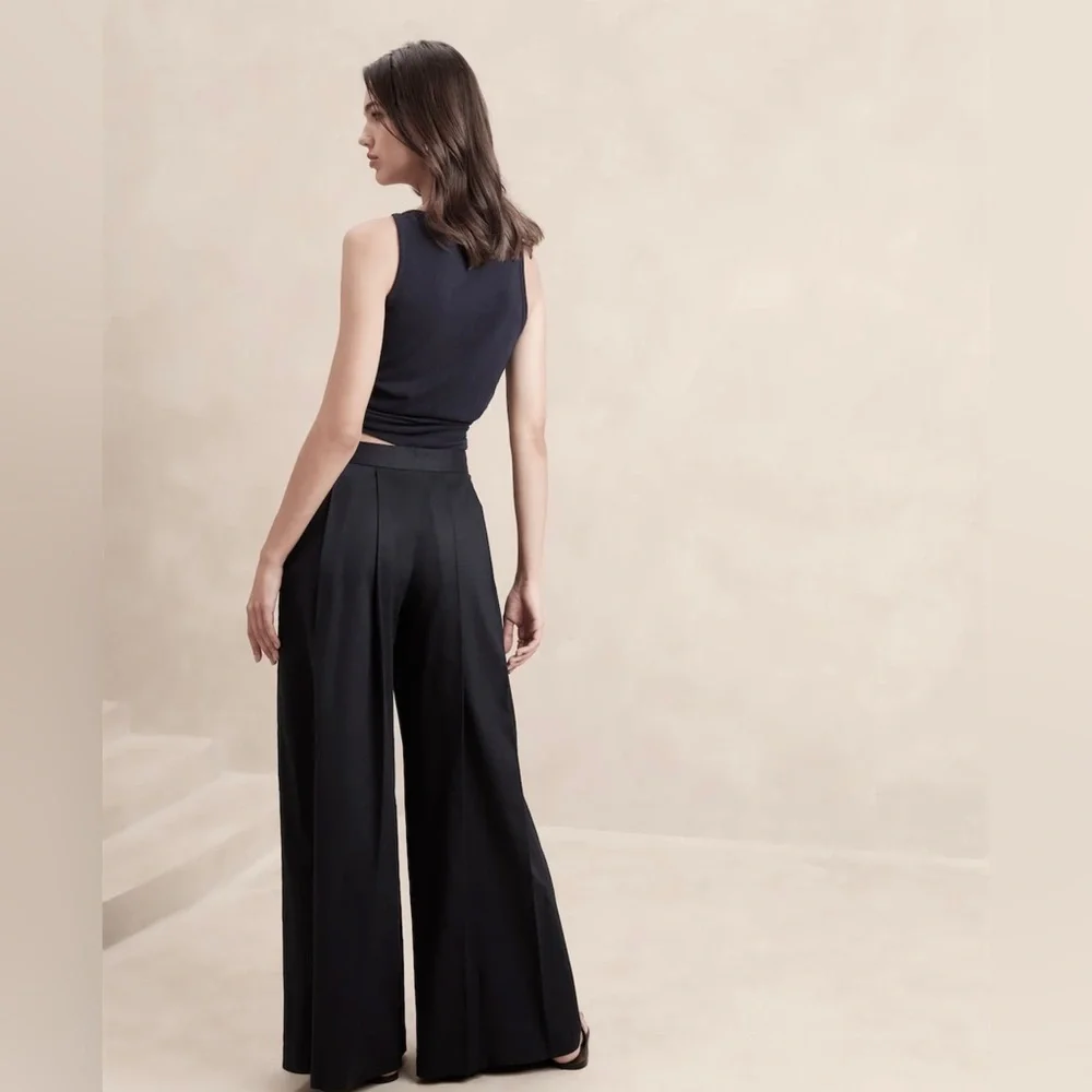 NEW! Banana Republic Black Linen-Blend Palazzo Pant  #852050 🩷